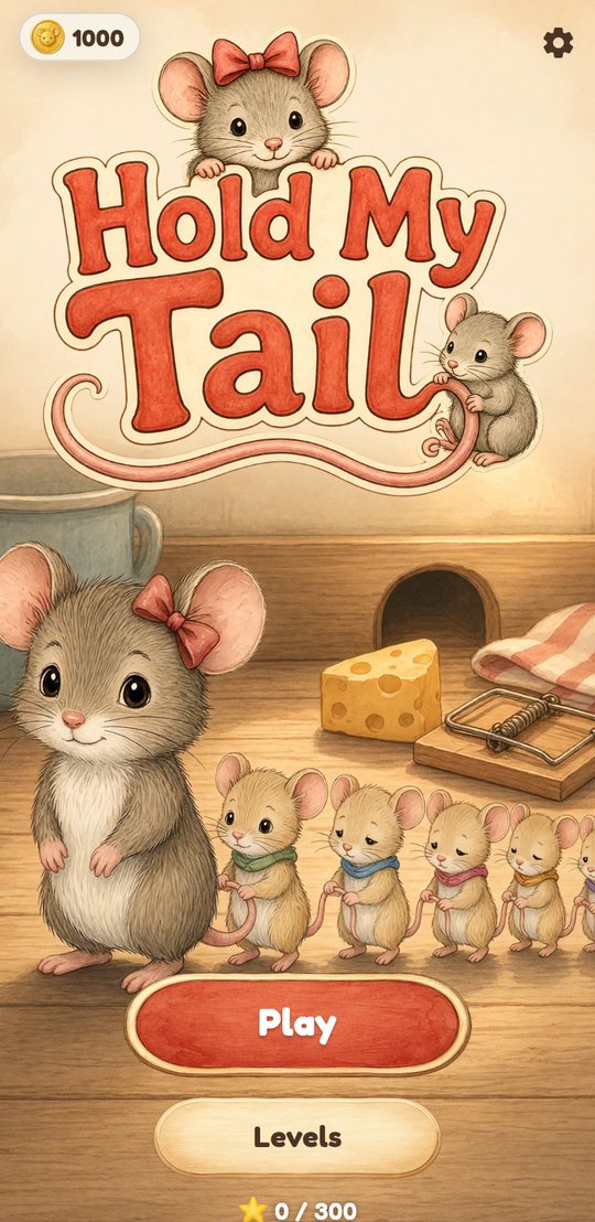 Start screen with the Hold My Tail logo
