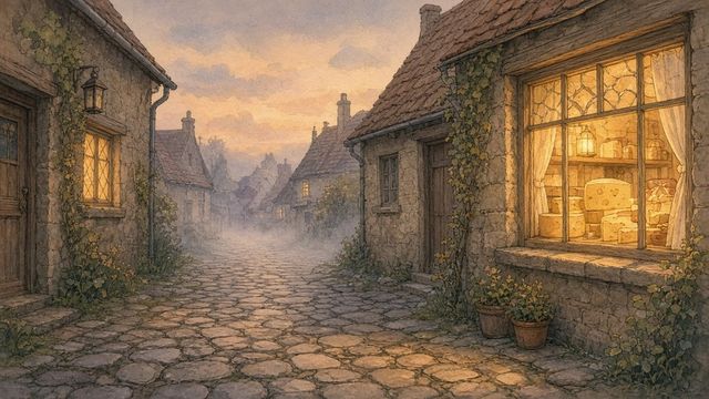 Watercolour village street